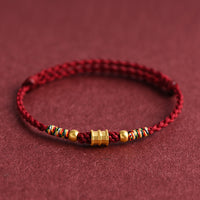 Bracelet de cheville en corde tressée fait main en or 999 de KarmaRipple, petit modèle en forme de seau, porte-bonheur