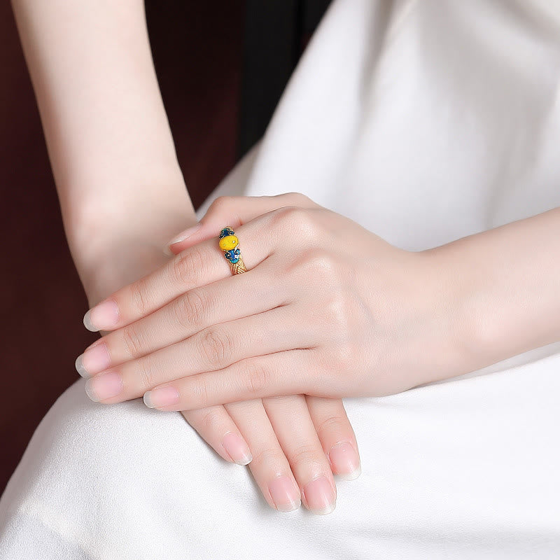 KarmaRipple's Amber Bronze Auspicious Clouds Focus Adjustable Ring p4