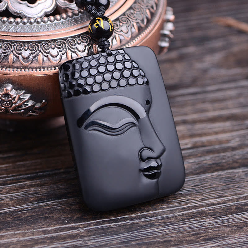 KarmaRipple's Authentic Black Obsidian Buddha Prayer Purification Fortune Necklace Pendant p8