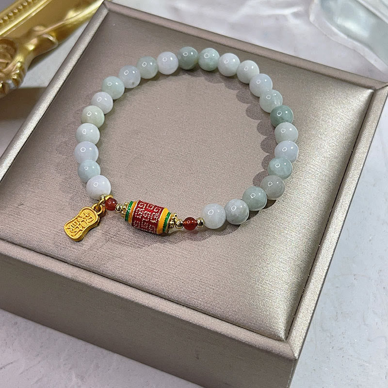 KarmaRipple's Tibetan Authentic Jade Fu Character Prayer Wheel Prosperity Abundance Bracelet p10