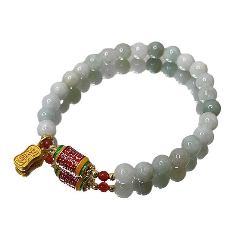 KarmaRipple's Tibetan Authentic Jade Fu Character Prayer Wheel Prosperity Abundance Bracelet p9