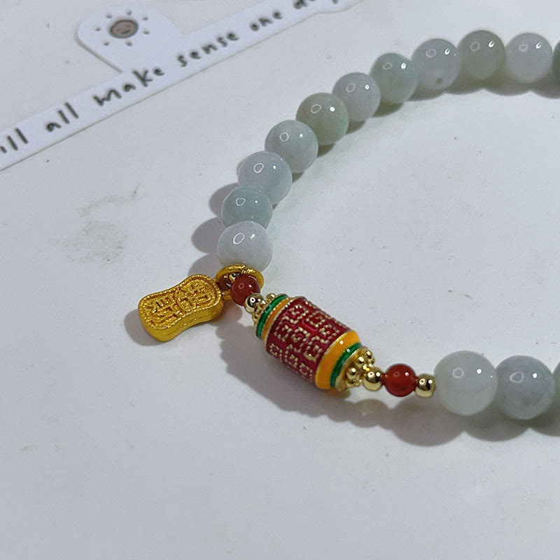 KarmaRipple's Tibetan Authentic Jade Fu Character Prayer Wheel Prosperity Abundance Bracelet p3