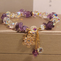 Bracelet d'équilibrage spirituel en forme de fleur, améthyste, citrine, ivoire et zircon de KarmaRipple