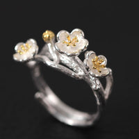 Bague calme en argent sterling 925 avec motif prune de KarmaRipple