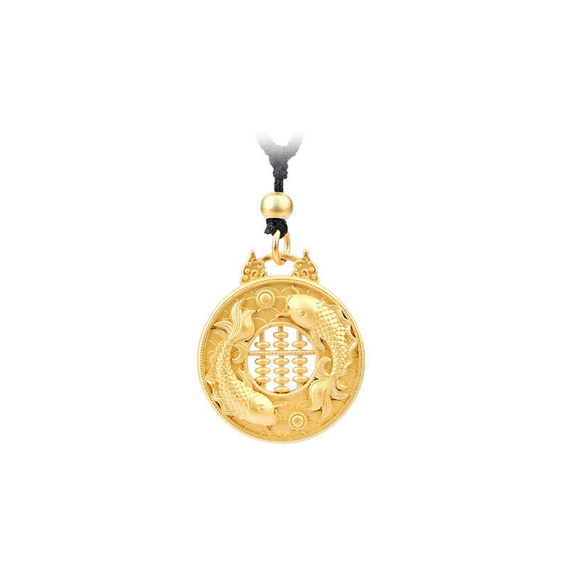 KarmaRipple's Gold Plated Bronze Koi Fish Strength Pendant Necklace p4