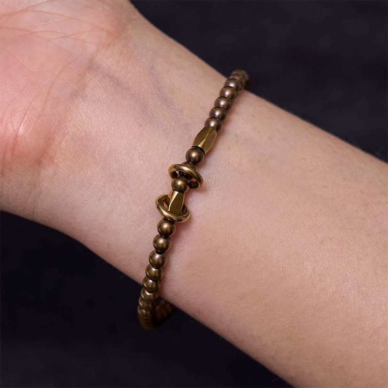 KarmaRipple's Wealth Self Care Bronze Brass Beadwork Design Pair Bracelet p7