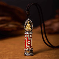Collier pendentif de protection en perles dzi à neuf yeux, Bouddha de la médecine tibétaine de KarmaRipple