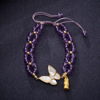 Bracelet en fil tissé en bambou avec papillon améthyste de KarmaRipple pour soulager le stress