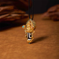 Collier avec pendentif en perles dzi tibétaines de KarmaRipple, motif Bodhisattva Manjusri, cordon de compassion 