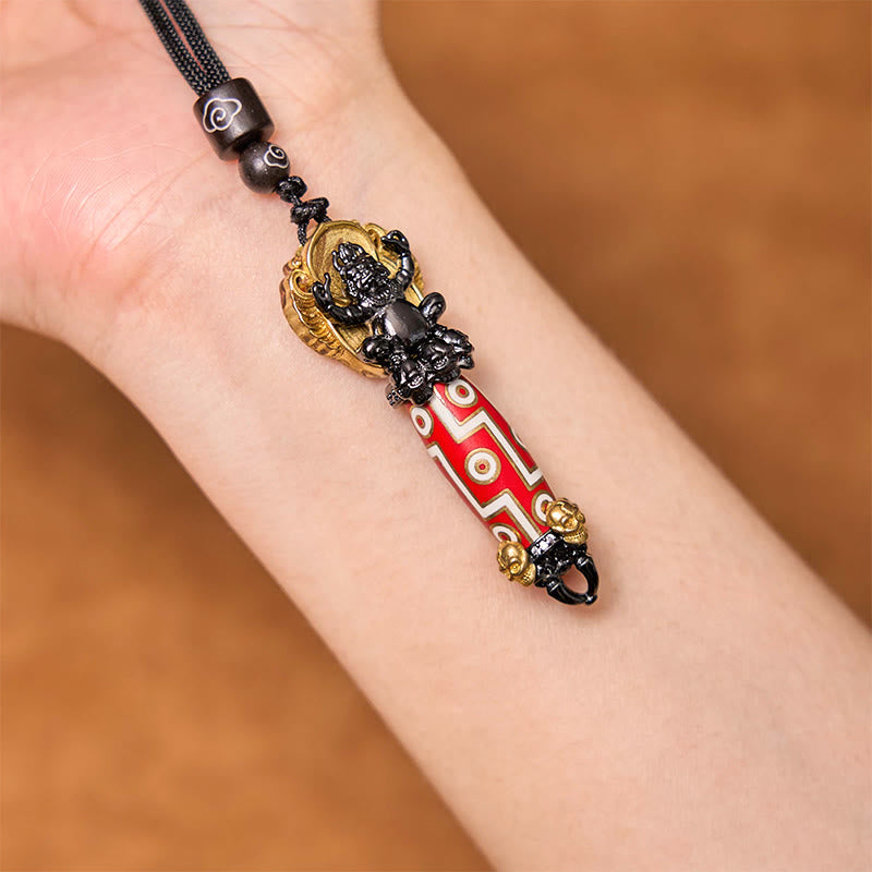 KarmaRipple's Tibet Om Mani Padme Hum Dzi Bead Skull Wisdom Pendant Necklace p5