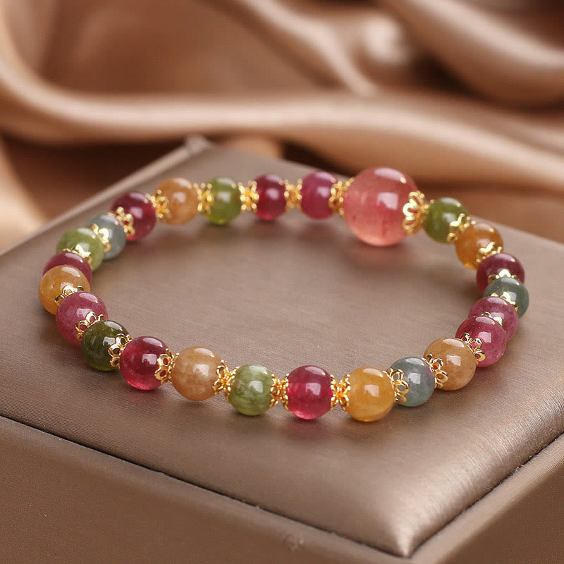 KarmaRipple's Tourmaline Strawberry Quartz Wisdom Bracelet p5