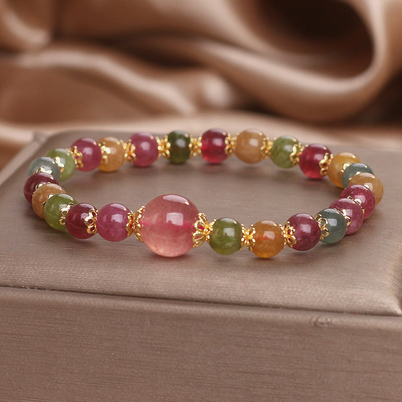 KarmaRipple's Tourmaline Strawberry Quartz Wisdom Bracelet p9