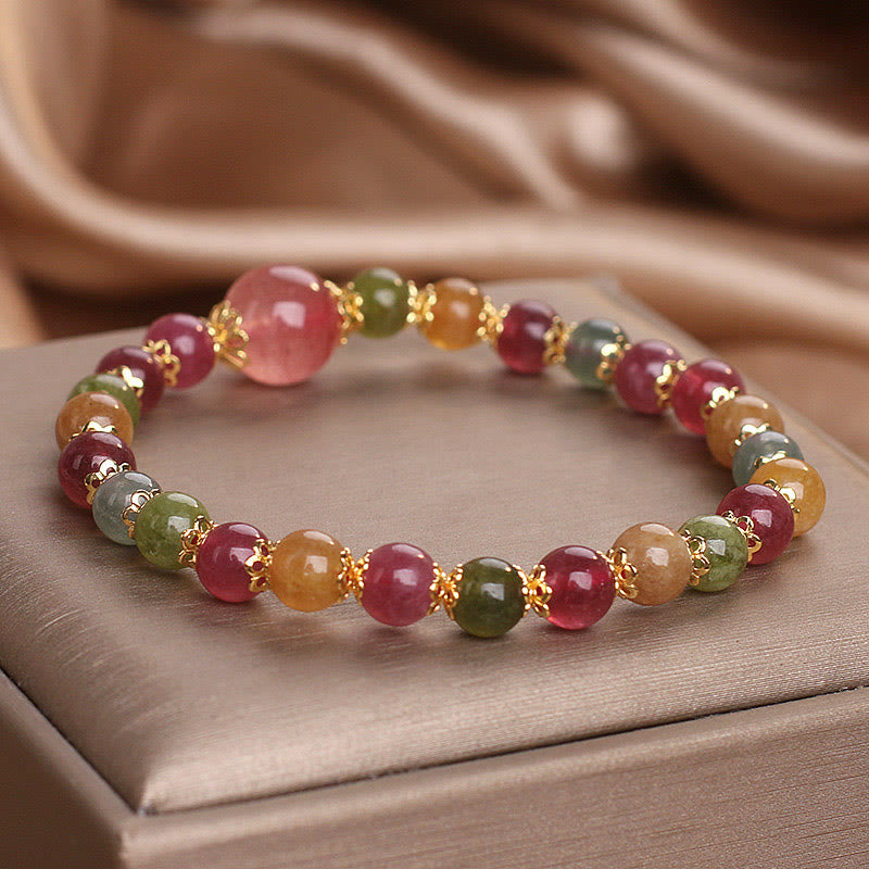 KarmaRipple's Tourmaline Strawberry Quartz Wisdom Bracelet p10