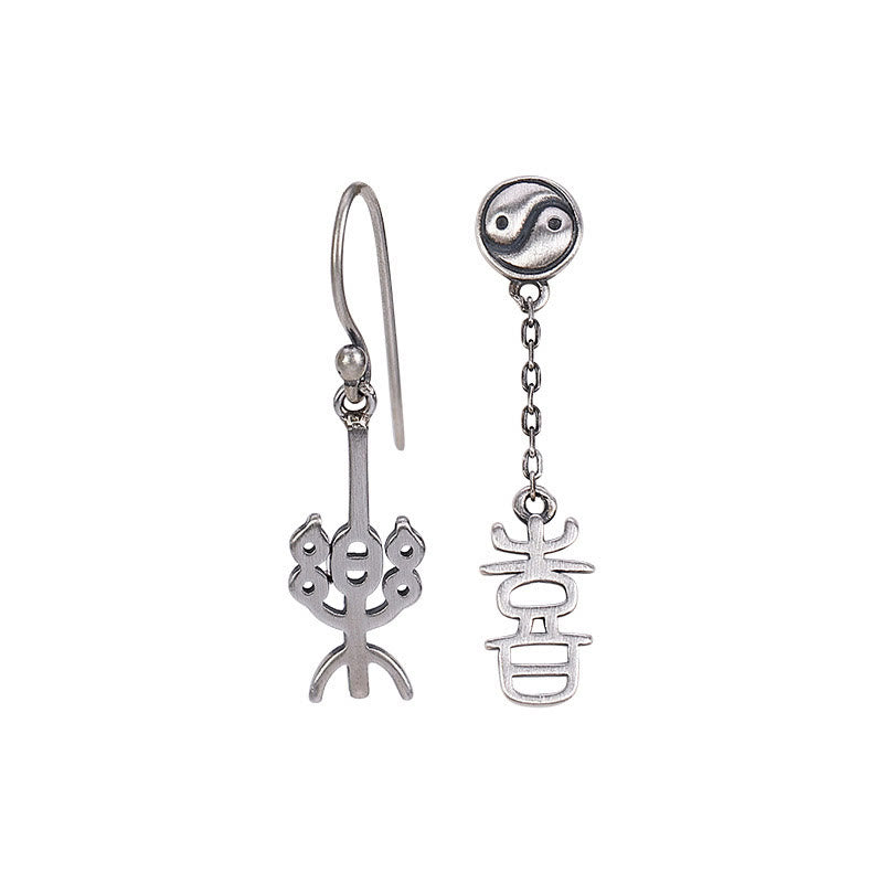 KarmaRipple's 925 Sterling Silver Chinese Character 'Ping An' 'Xi Le' Protection Earrings p15