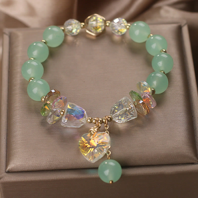 KarmaRipple's Aquamarine Green Gemstone Love Heart Talisman Balancing Bracelet p9