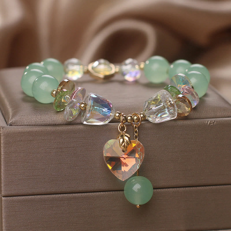 KarmaRipple's Aquamarine Green Gemstone Love Heart Talisman Balancing Bracelet p12