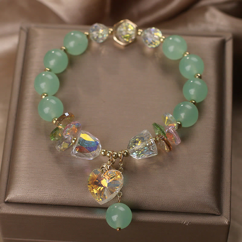 KarmaRipple's Aquamarine Green Gemstone Love Heart Talisman Balancing Bracelet p11