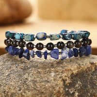 Bracelet triple tour en obsidienne et sodalite dorée de KarmaRipple