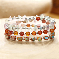 Bracelet triple tour en fluorite et agate rouge de KarmaRipple