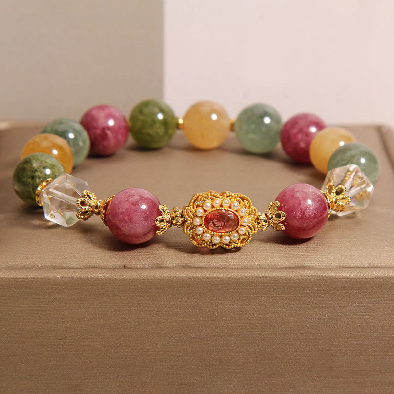 KarmaRipple's Tourmaline Pearl Pink Gemstone White?Crystal Wisdom Bracelet p5