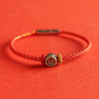 Bracelet tissé en argent sterling 925 avec le personnage de la foi Fu de KarmaRipple