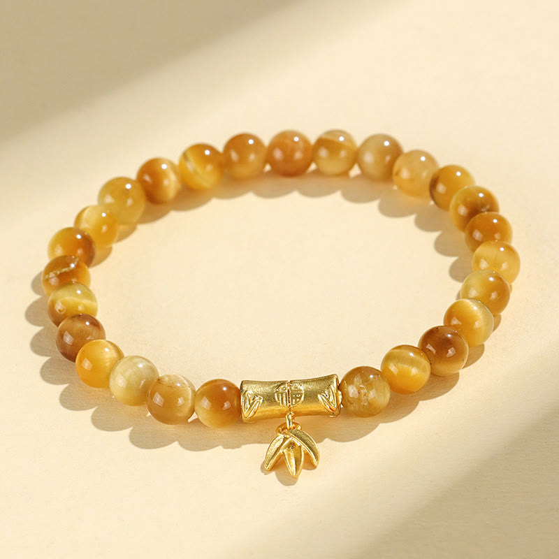 KarmaRipple's Tiger Eye Fu Character Bamboo Koi Fish Lotus Om Mani Padme Hum Protection Bracelet p1