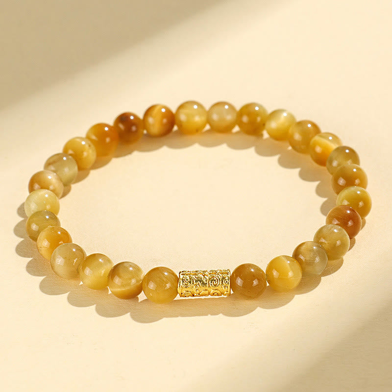KarmaRipple's Tiger Eye Fu Character Bamboo Koi Fish Lotus Om Mani Padme Hum Protection Bracelet p23