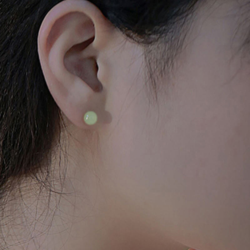 KarmaRipple's Round Jade Beaded Fortune Stud Earrings p10