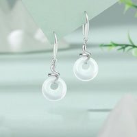 Boucles d'oreilles en argent sterling 925 avec boucle de paix en calcédoine de KarmaRipple, Année du serpent