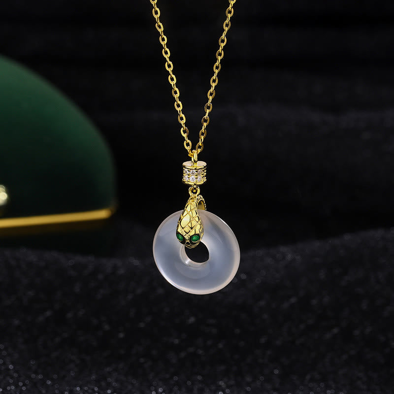 KarmaRipple's 999 Sterling Silver Chalcedony Peace Buckle Year Of The Snake Balancing Pendant Necklace p15