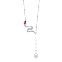 Collier pendentif en argent sterling 925 avec perle et bénédiction de l'année du serpent de KarmaRipple