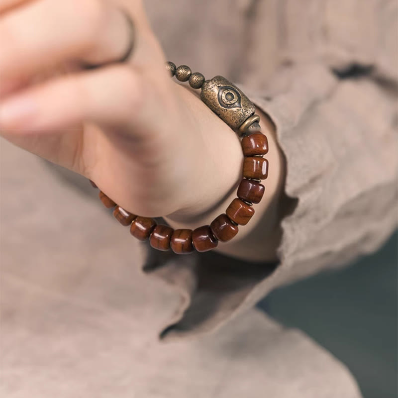 KarmaRipple's Yak Bone Dzi Shape Bronze Cone Necklace Strength Bracelet p12