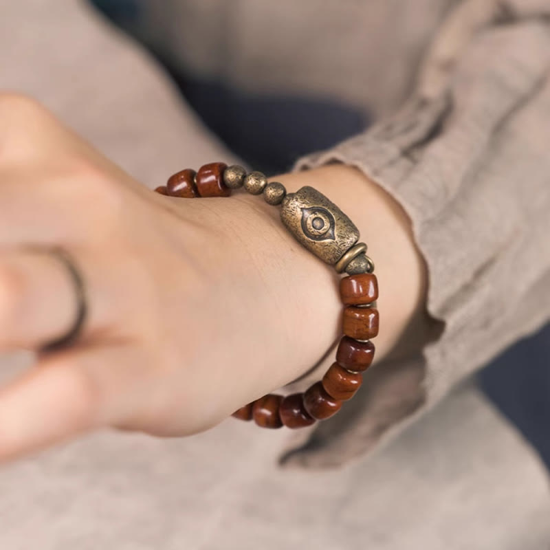 KarmaRipple's Yak Bone Dzi Shape Bronze Cone Necklace Strength Bracelet p4