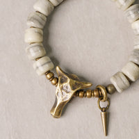 Collier et bracelet d'équilibre en forme de cône en bronze et os de yak ivoire de KarmaRipple