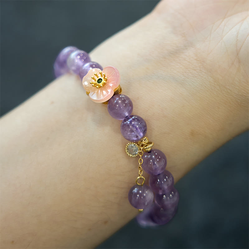KarmaRipple's Amethyst Peach Blossom Fortune Meditation Bracelet p7