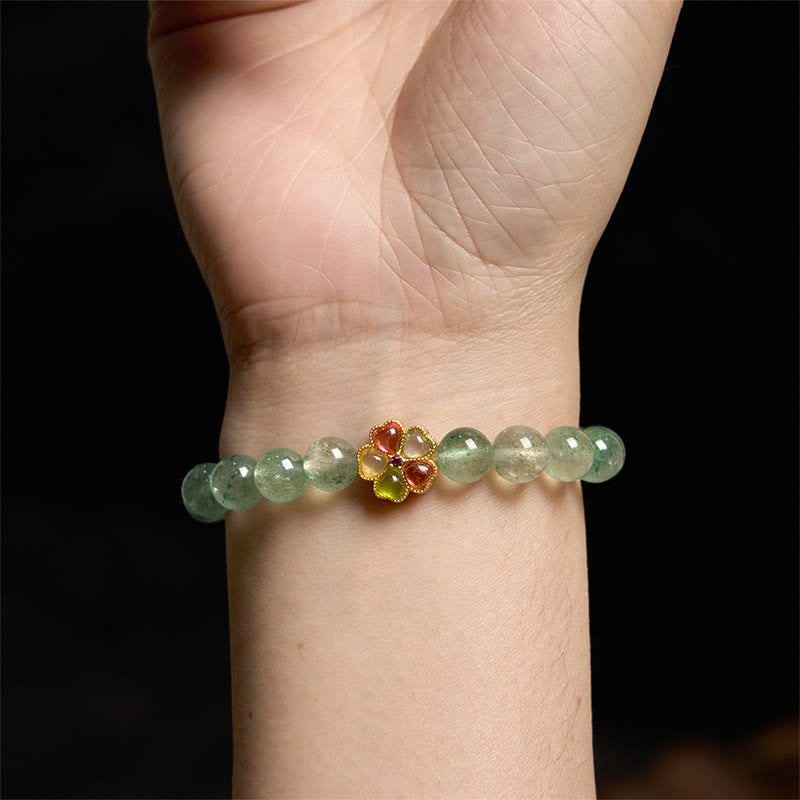 KarmaRipple's Authentic Green Strawberry Quartz Soothing Fu Character Bracelet p9