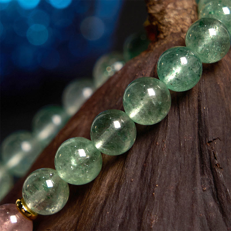 KarmaRipple's Authentic Green Strawberry Quartz Soothing Fu Character Bracelet p7