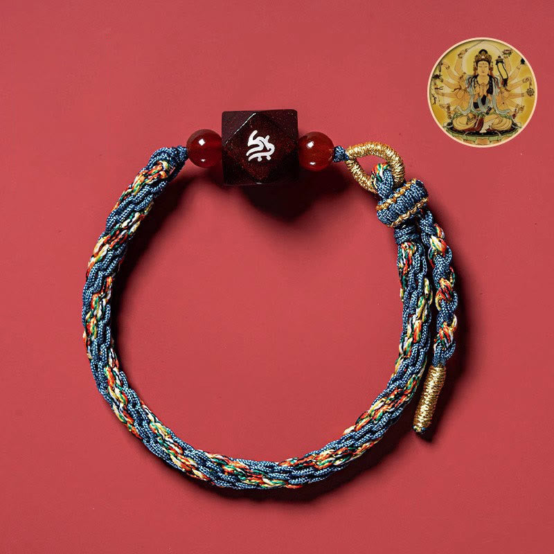 KarmaRipple's Chinese Zodiac Natal Buddha Small Leaf Red Sandalwood Red String Protection Bracelet p1