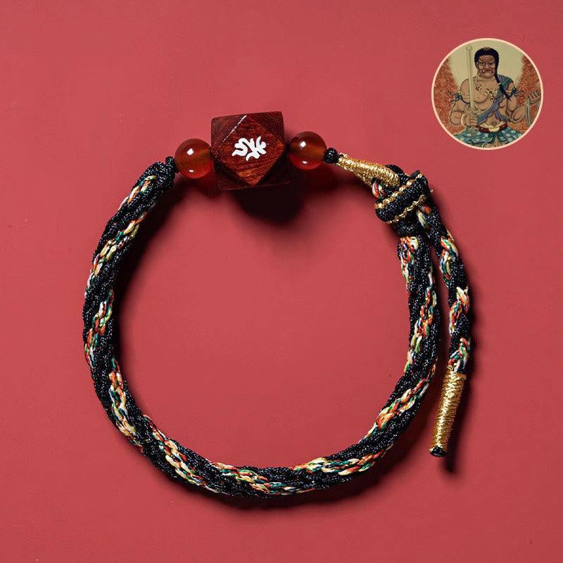 KarmaRipple's Chinese Zodiac Natal Buddha Small Leaf Red Sandalwood Red String Protection Bracelet p29
