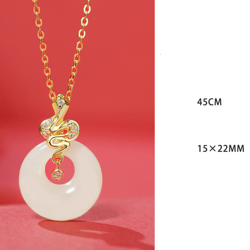 KarmaRipple's 925 Sterling Silver Hetian Jade Year Of The Snake Peace Buckle Fortune Blessing Pendant Necklace p2