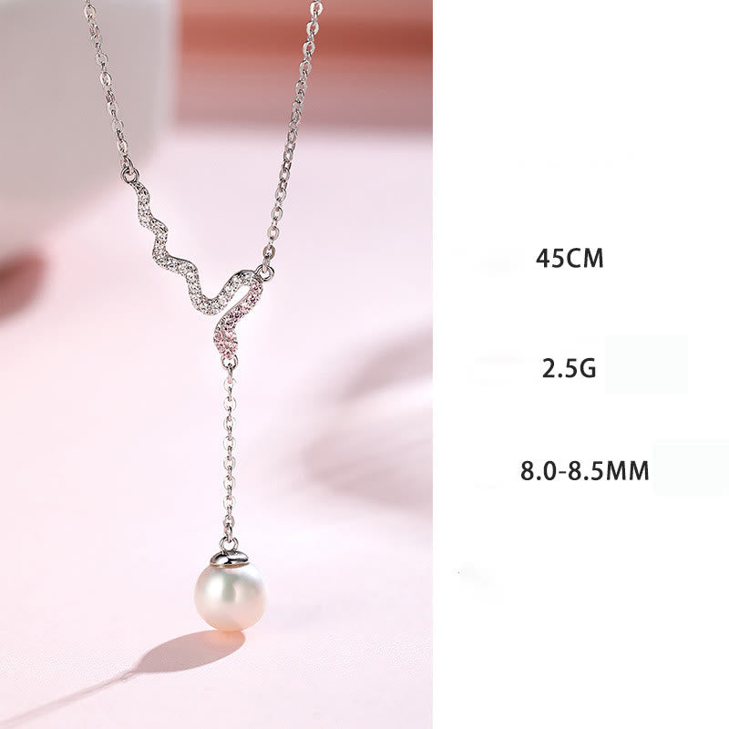 KarmaRipple's 925 Sterling Silver Pearl Bead Year Of The Snake Balancing Pendant Necklace p2