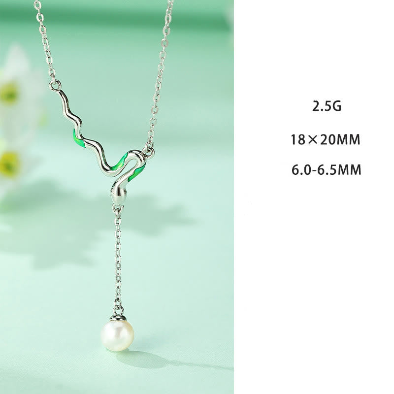 KarmaRipple's 925 Sterling Silver Pearl Bead Year Of The Snake Balancing Pendant Necklace p9