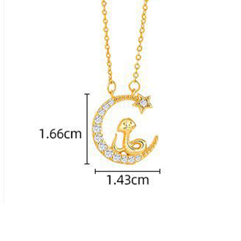 KarmaRipple's 925 Sterling Silver Moon Snake Year Of The Snake Blessing Pendant Necklace p5