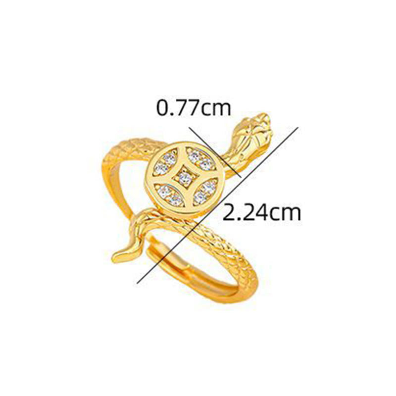 KarmaRipple's 925 Sterling Silver Year Of The Snake Bronze Coin Calm Ring p4