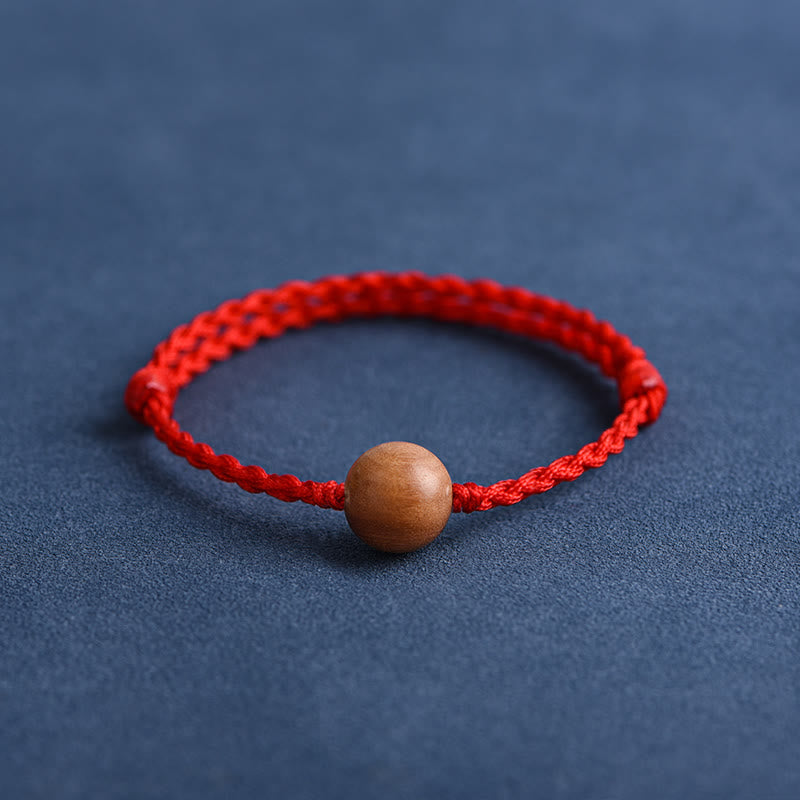 KarmaRipple's Authentic Peach Wood Bead Ward Off Evil Spirits Woven Bracelet p39
