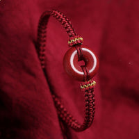 Bracelet tissé à la main en cinabre avec boucle ronde de paix et concentration de KarmaRipple