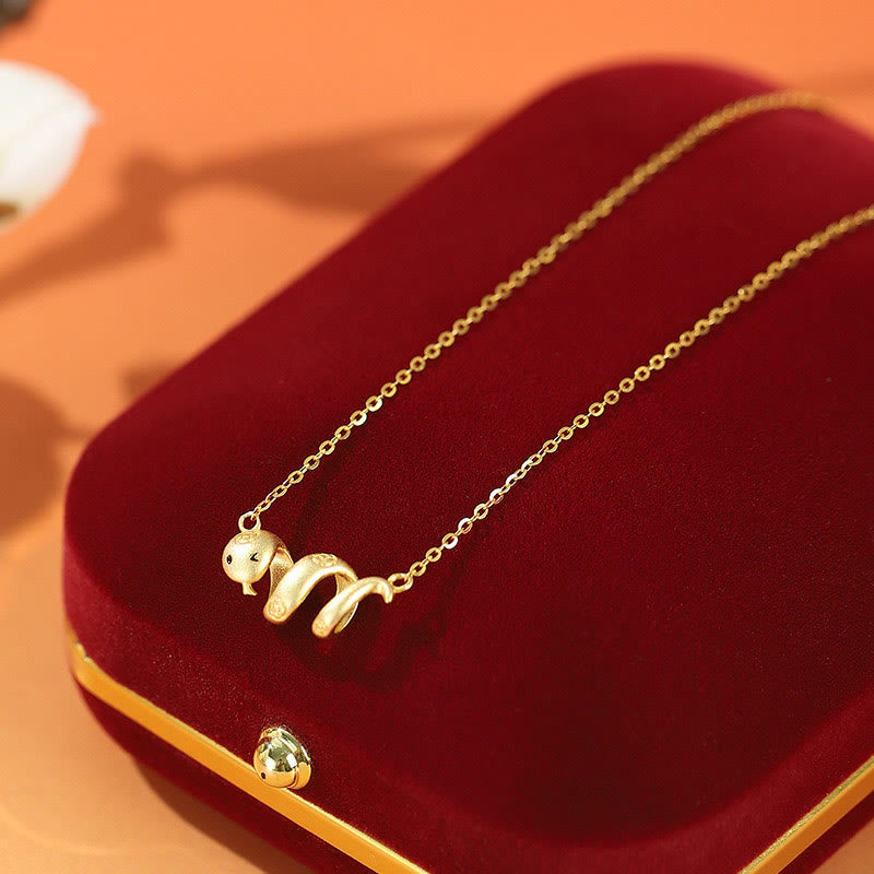 KarmaRipple's 925 Sterling Silver Year Of The Snake Golden Snake Fortune Prosperous Bracelet Pendant Necklace p27