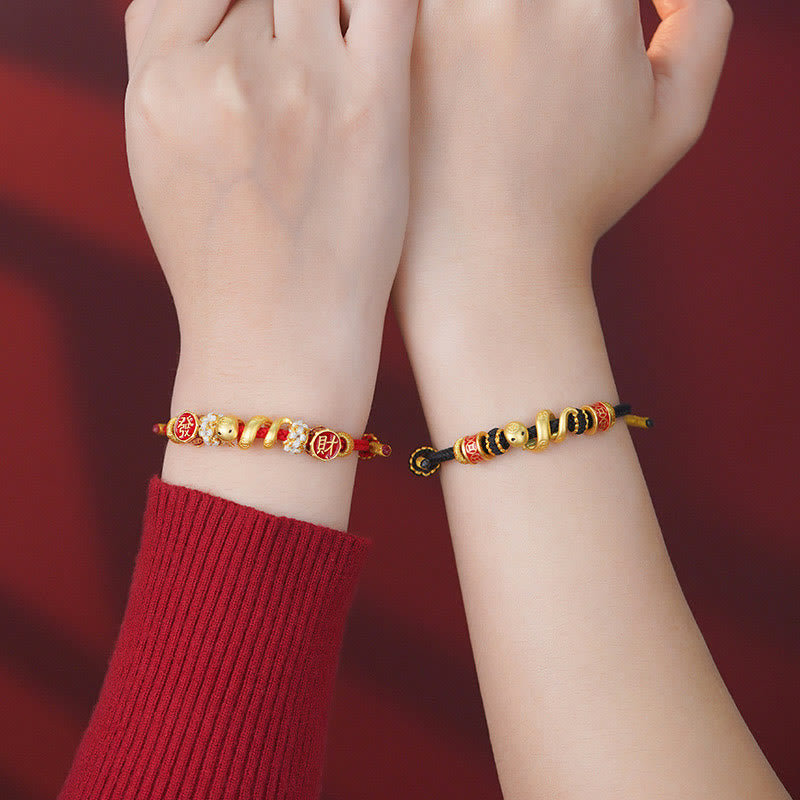 KarmaRipple's 925 Sterling Silver Year Of The Snake Golden Snake Fortune Prosperous Bracelet Pendant Necklace p17