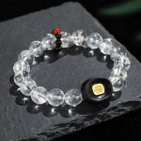 Bracelet d'équilibrage Sak Yant Zashi Lhamo en bois d'ébène et pierres précieuses ivoire de KarmaRipple