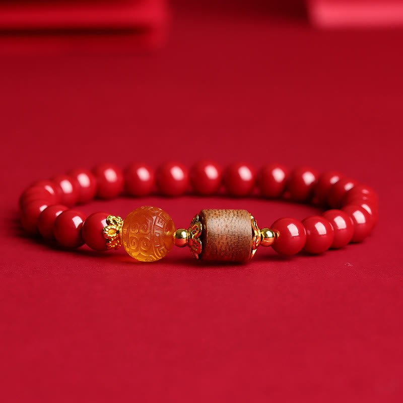 KarmaRipple's Cinnabar Amber Agarwood Blessing Bracelet p17
